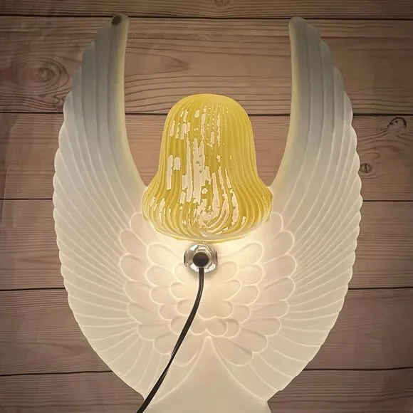 Vintage Christmas Angel Blow Mold 30" Union Products 1988 Blue Wings with Light - Picture 6 of 14